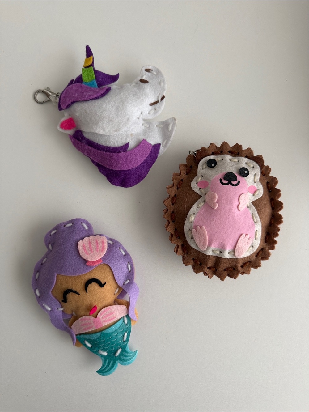Handcrafted Felt Unicorn Keychain - Kid Craft - DIY Project - Backpack Charm